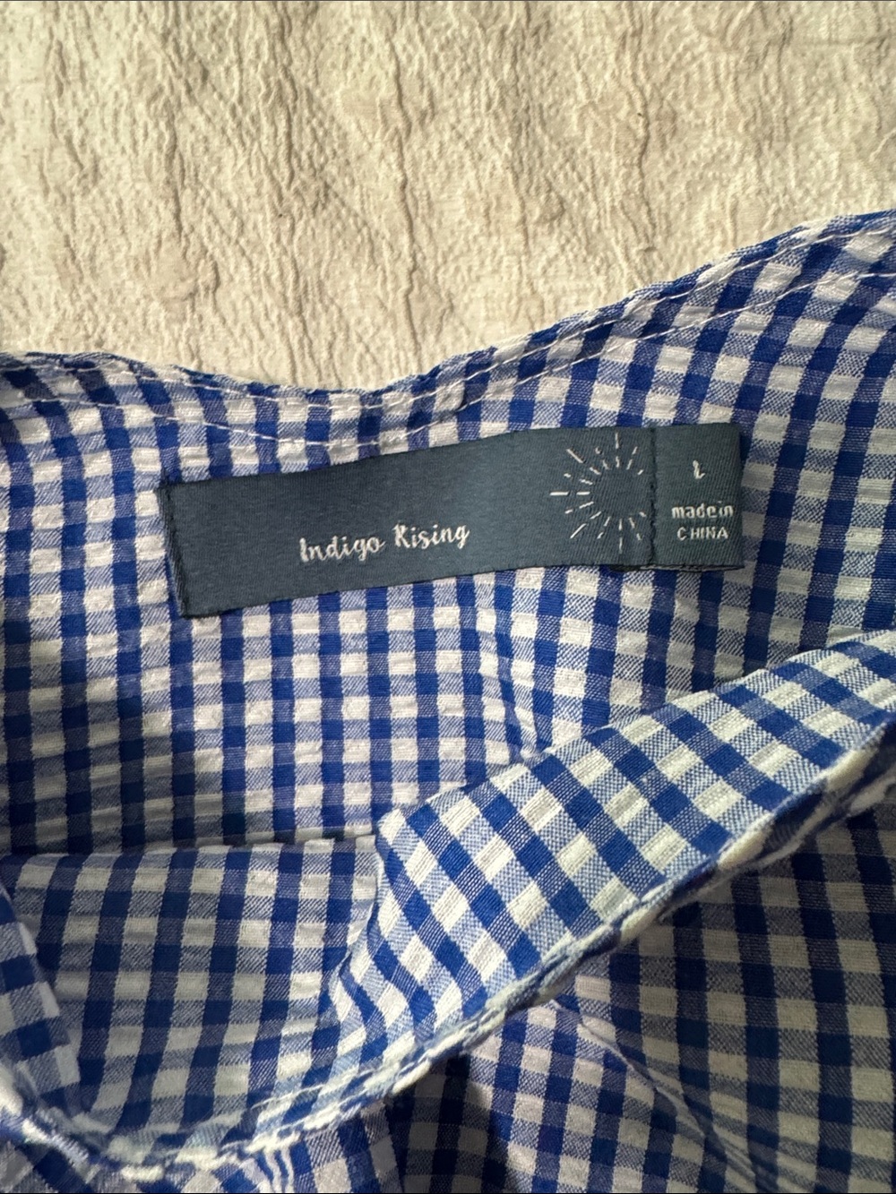 Blue Gingham Ruffle Off-Shoulder Camisole - Picture 2 of 6